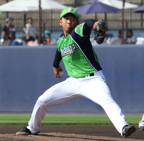 イースタン・リーグ　日本ハム対DeNA　2番手で登板した日本ハム柿木（撮影・山崎純一）