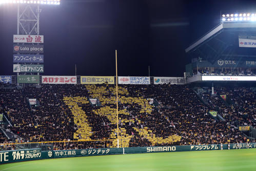 阪神対巨人　4回終了後、一塁アルプススタンドに現れた「虎」の人文字（撮影・前田充）
