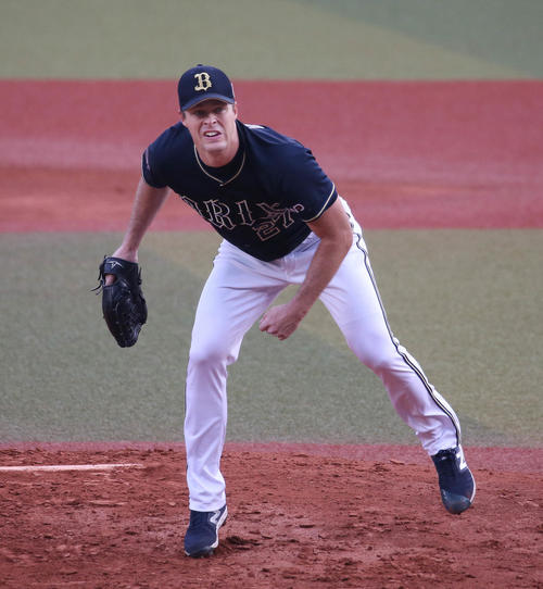 ロッテ対オリックス　力投するオリックス先発のアルバース（撮影・丹羽敏通）