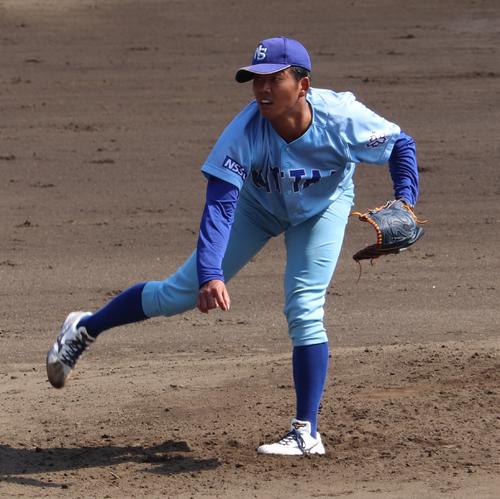 日体大対帝京大　日体大先発の北山は6回1／3、5安打1失点で勝ち負けはつかなかった（撮影・古川真弥）