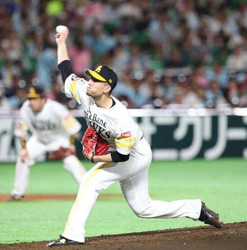 ソフトバンク対ロッテ　ソフトバンク先発・千賀滉大（撮影・梅根麻紀）