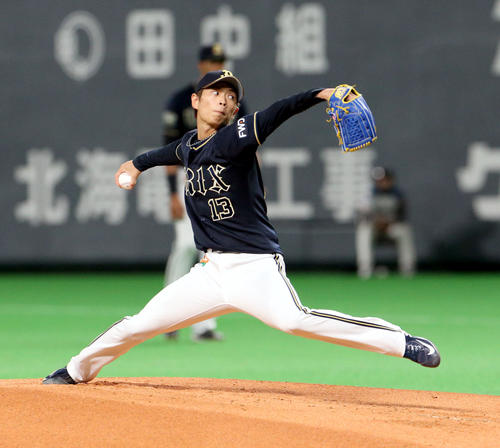 日本ハム対オリックス　オリックス先発の山岡（撮影・佐藤翔太）