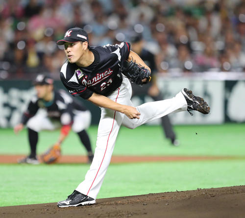 ソフトバンク対ロッテ　ロッテ先発の西野（撮影・梅根麻紀）