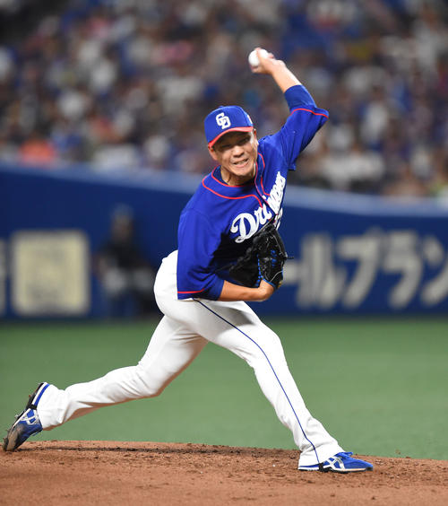 力投する中日先発の大野雄大（撮影・森本幸一）