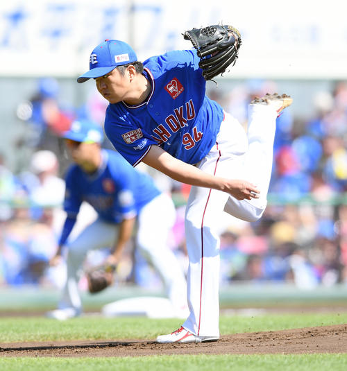 楽天対西武　楽天の先発石橋（撮影・たえ見朱実）