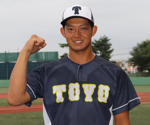 秋季リーグ開幕を前に意気込む、東洋大・佐藤主将（撮影・古川真弥）