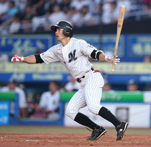 ロッテ荻野貴司（2019年8月24日撮影）