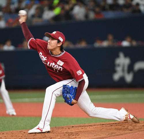 オリックス対楽天　力投する楽天先発の岸（撮影・渦原淳）