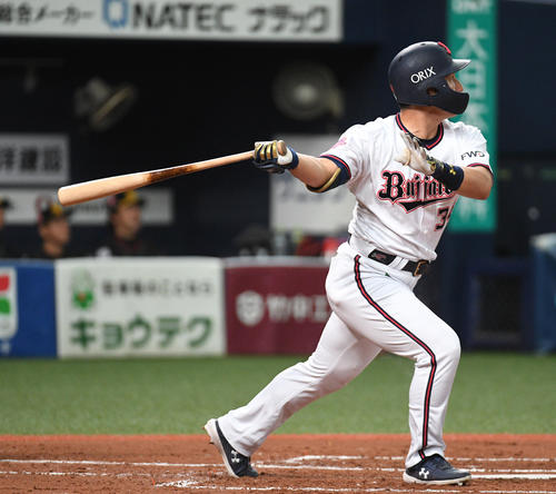 オリックス対ソフトバンク　1回裏オリックス1死一塁、吉田正尚は同点2点本塁打を放つ（撮影・渦原淳）