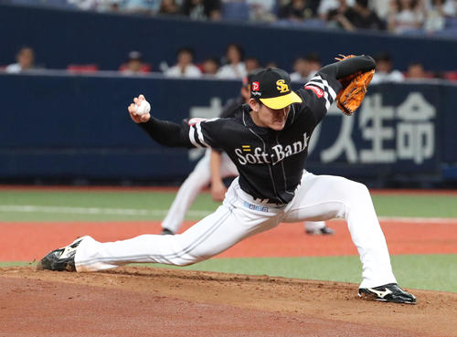 オリックス戦に先発する高橋礼（撮影・白石智彦）