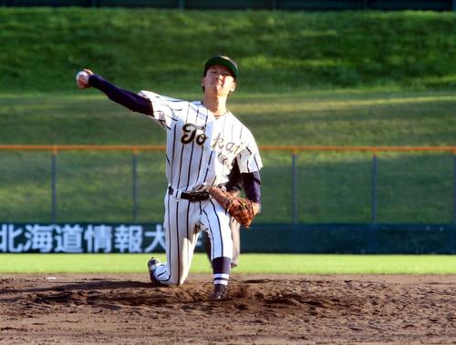 北翔大対東海大北海道　7回4安打無失点と好投した東海大北海道の工藤（撮影・永野高輔）