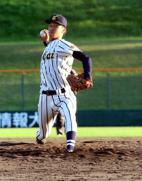 北翔大対東海大北海道　7回4安打無失点と好投した東海大北海道の工藤（撮影・永野高輔）
