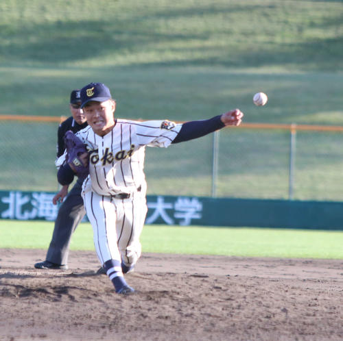 星槎道都大対東海大北海道　2失点完投した東海大北海道・高沼（撮影・西塚祐司）