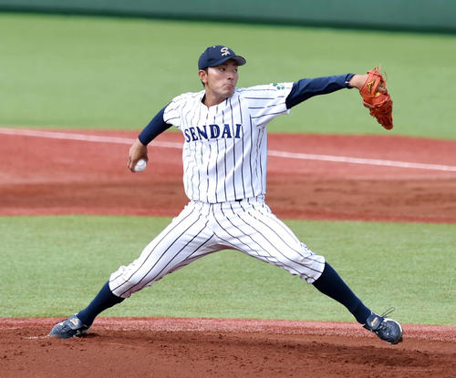仙台大対東北工大　先発した仙台大・稲毛田（撮影・相沢孔志)