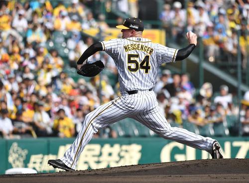 阪神対中日　甲子園球場で最後の登板をするランディー・メッセンジャー（撮影・上田博志）