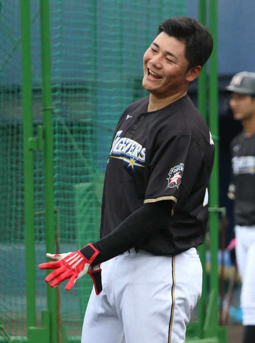 鎌ケ谷で練習に参加した日本ハム清宮（撮影・木下大輔）