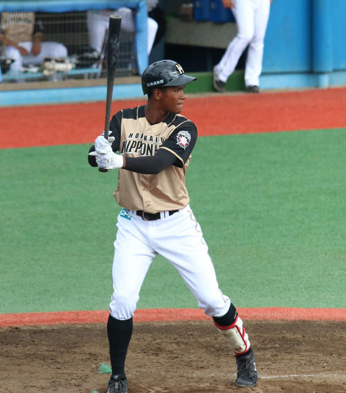 イースタン・リーグ楽天戦に8番左翼でフル出場した日本ハム万波（撮影・山崎純一）