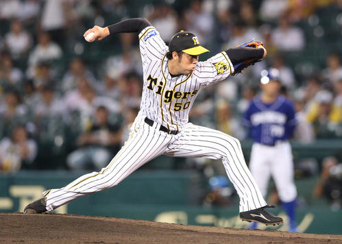 阪神対中日 阪神先発の青柳(撮影・上山淳一)