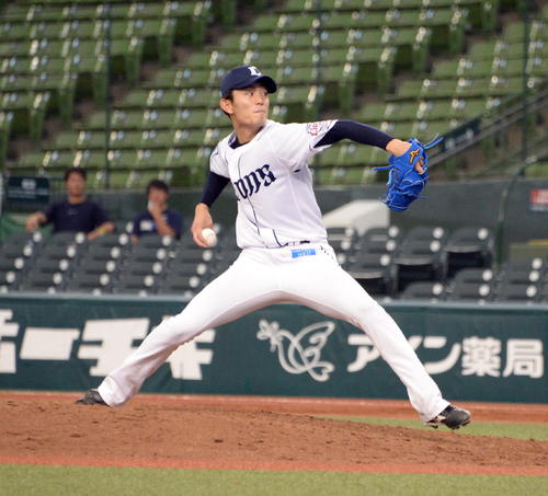 西武紅白戦　1軍の5番手で登板し2回無失点と好投した今井（撮影・鈴木正章）