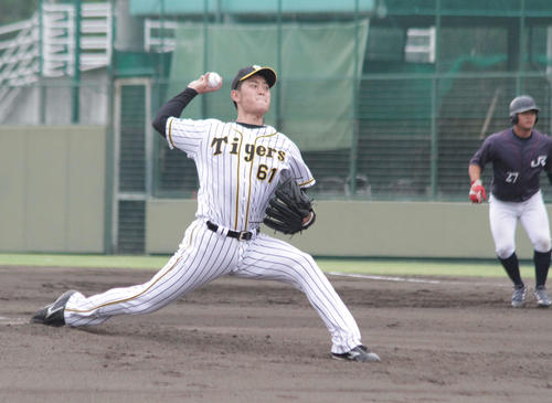 JR西日本との練習試合に先発した阪神望月（撮影・柏原誠）