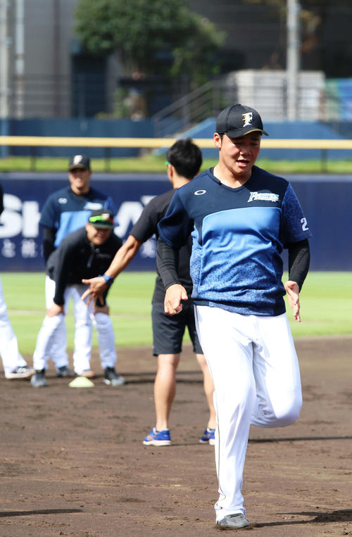 鎌ケ谷で秋季練習に参加した日本ハム清宮（撮影・木下大輔）