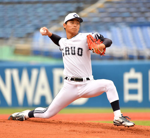 中大対国学院大　先発した中大・植田（撮影・柴田隆二）