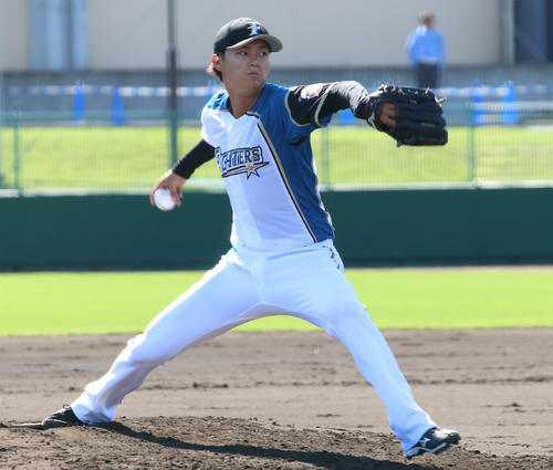 先発した日本ハム田中瑛（撮影・田中彩友美）