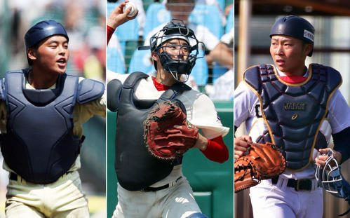 左から星稜・山瀬慎之助、智弁和歌山・東妻純平、中京学院大中京・藤田健斗