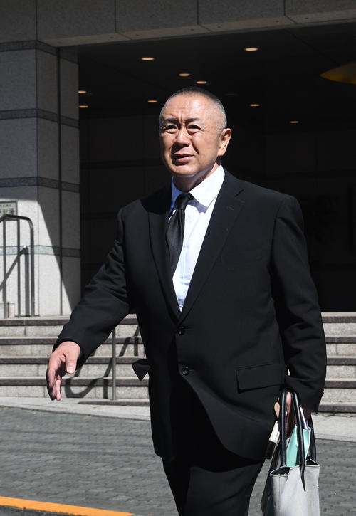 金田正一氏の告別式に参列した松村邦洋（撮影・加藤諒）