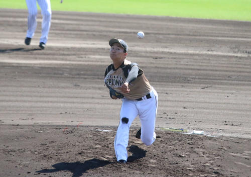 ピンチを背負いながら1失点でしのいだ日本ハム宮台（撮影・中島宙恵）