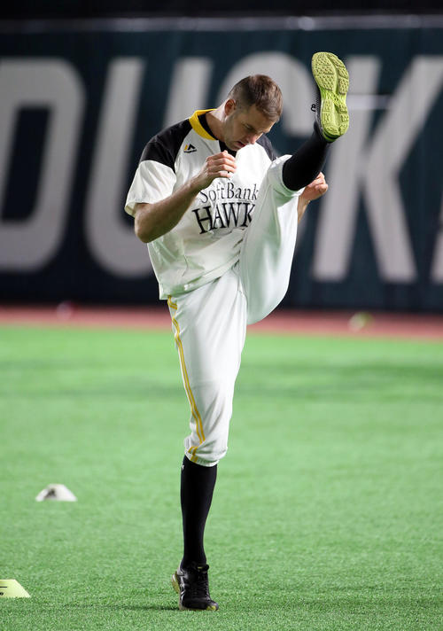 トレーニングするバンデンハーク（撮影・栗木一考）