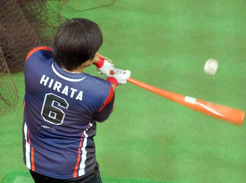 中日秋季練習　休日に姿を見せ打撃練習をする平田（撮影・森本幸一）