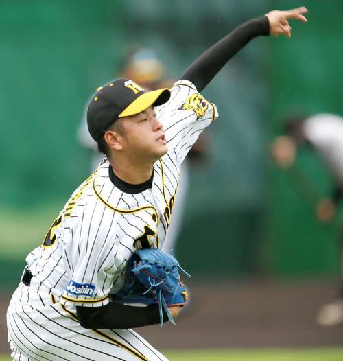 投げ込む阪神高橋遥人（撮影・上山淳一）