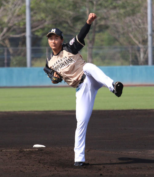 フェニックスリーグ　韓国ハンファ対日本ハム　先発で3回2安打1失点だった日本ハム宮台（撮影・木下大輔）