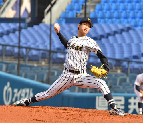東海大対上武大　先発した東海大・山崎（撮影・柴田隆二）