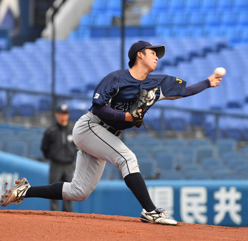 東海大対上武大　先発した上武大・金田（撮影・柴田隆二）