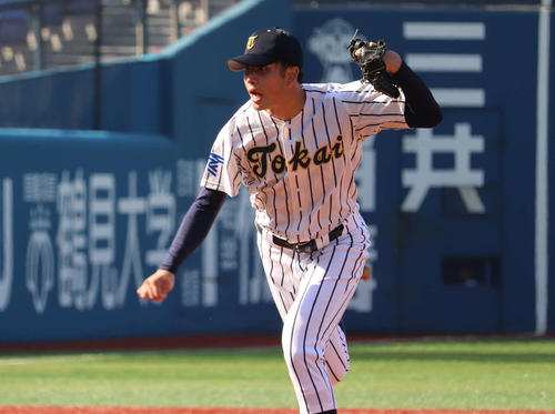 東海大の村上友幸投手はヤクルト村上の兄（撮影・金子真仁）