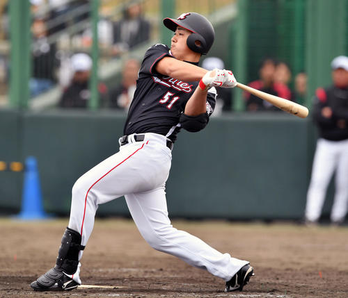 ロッテ山口航輝（2019年2月1日撮影）