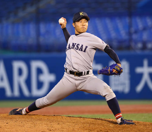 金沢学院大対関大　関大2番手の肥後（撮影・足立雅史）