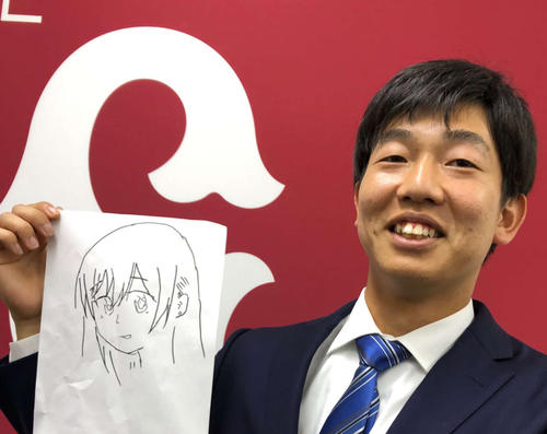巨人畠は愛妻の似顔絵を披露する