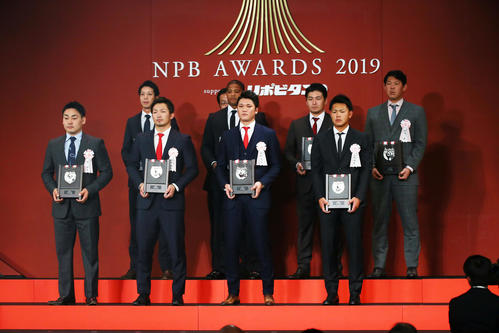セ・リーグベストナイン受賞選手たち（撮影・足立雅史）