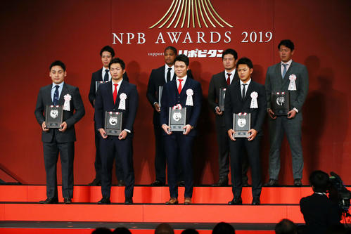 セ・リーグベストナイン受賞選手たち（撮影・足立雅史）