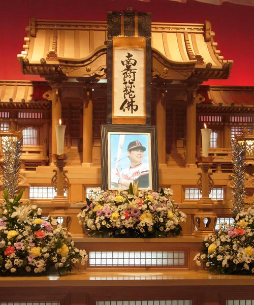元阪急の高井保弘さんの遺影（撮影・堀まどか）