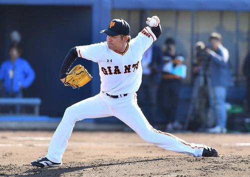 トライアウトで登板する森福（2019年11月12日撮影）