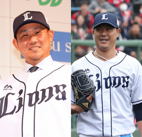 西武松坂大輔（左）と内海哲也