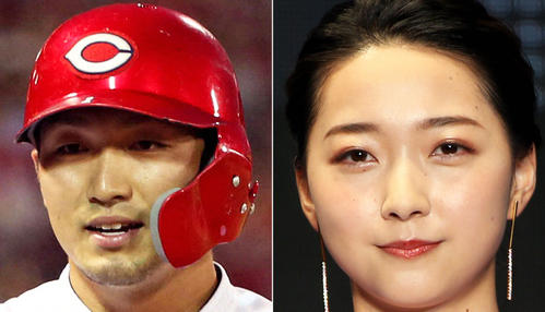 鈴木誠也（左）と畠山愛理