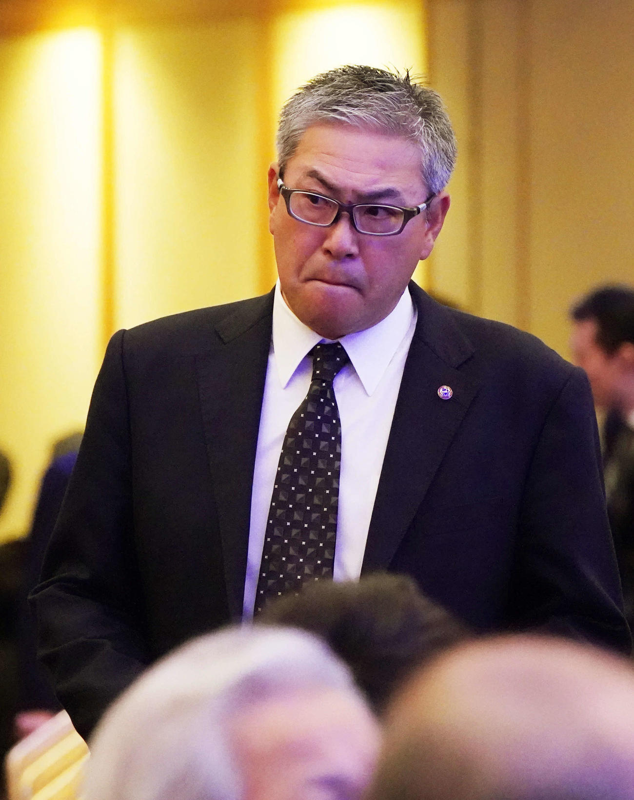 「金田正一お別れの会」に参列した早大小宮山悟監督（撮影・加藤諒）