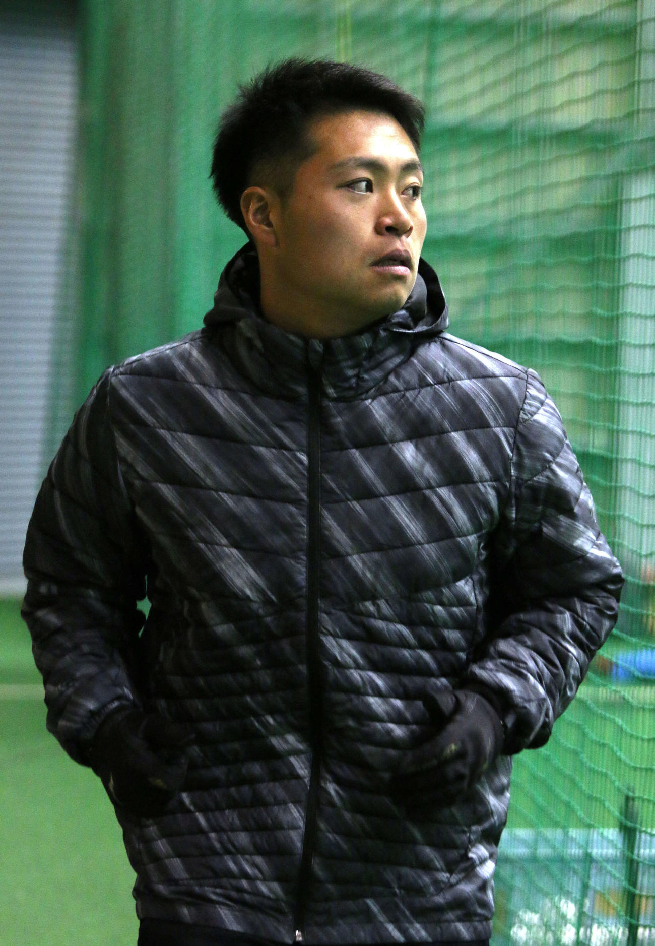 鎌ケ谷で自主トレを行った日本ハム今井（撮影・木下大輔）