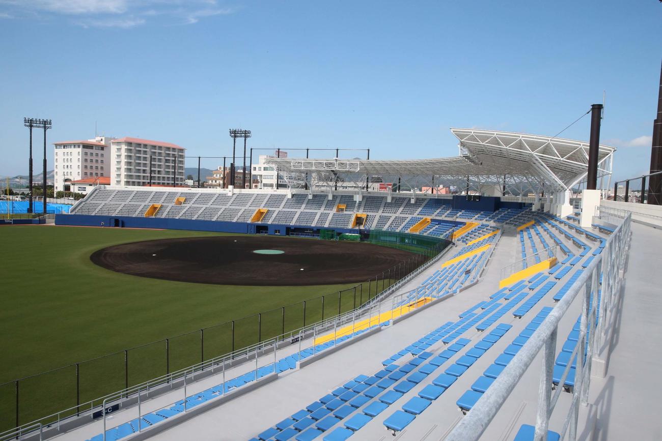 日本ハムのキャンプ地、タピックスタジアム名護（撮影・黒川智章）