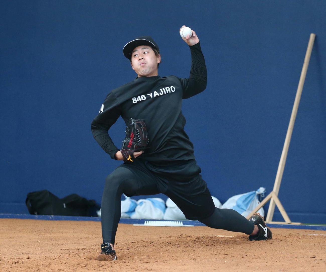 ブルペンで投球する日本ハム堀（撮影・黒川智章）